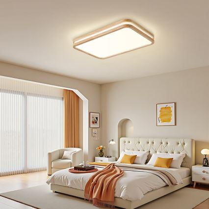 Brilagi - Dimbare LED-plafondlamp MOLINA SQUARE LED/54W/230V 3000-6000K eiken 60x40 cm + afstandsbediening