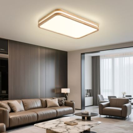 Brilagi - Dimbare LED-plafondlamp MOLINA SQUARE LED/54W/230V 3000-6000K eiken 60x40 cm + afstandsbediening
