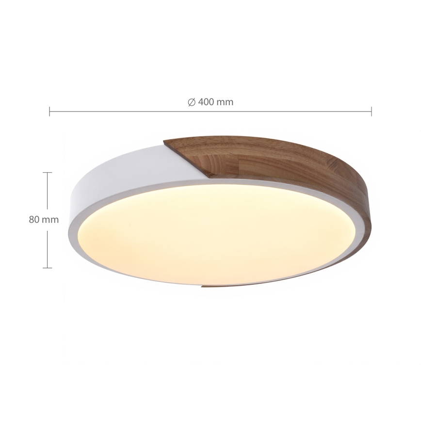 Brilagi - dimbare LED-plafondlamp PILANA LED/48W/230V eiken/wit Ø 40 cm + afstandsbediening
