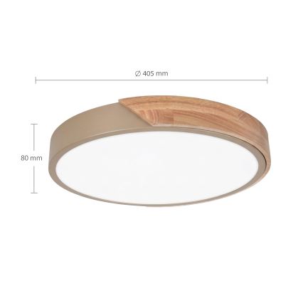 BRILAGI - dimbare LED-plafondlamp PILANA LED/48W/230V 3000-6500K eiken/goud Ø 40 cm + afstandsbediening