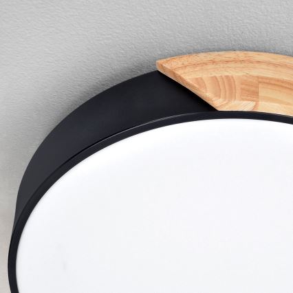 Brilagi - dimbare LED-plafondlamp PILANA LED/60W/230V 3000-6500K eiken/zwart Ø 60 cm + afstandsbediening