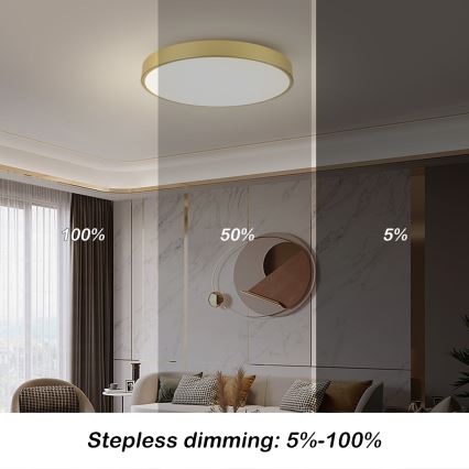 Brilagi - dimbare LED-plafondlamp POOL SMART LED/100W/230V 3000-6000K 80 cm goud Wi-Fi Tuya + afstandsbediening