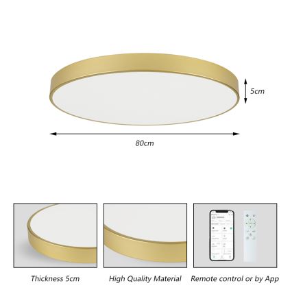 Brilagi - dimbare LED-plafondlamp POOL SMART LED/100W/230V 3000-6000K 80 cm goud Wi-Fi Tuya + afstandsbediening