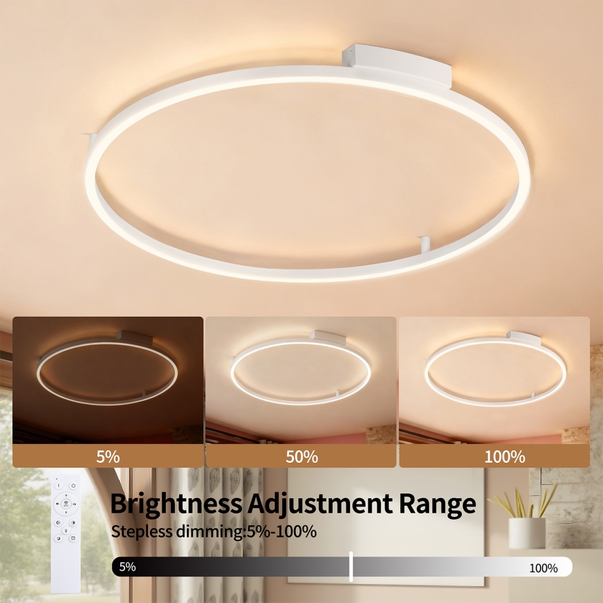 Brilagi - Dimbare LED-plafondlamp PORTOFINO LED/60W/230V 3000-6000K Ø 80 cm wit + afstandsbediening