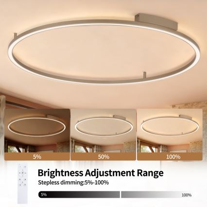 Brilagi - Dimbare LED-plafondlamp PORTOFINO LED/85W/230V 3000-6000K Ø 120 cm beige + afstandsbediening