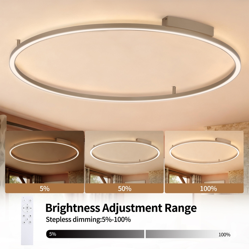 Brilagi - Dimbare LED-plafondlamp PORTOFINO LED/85W/230V 3000-6000K Ø 120 cm beige + afstandsbediening