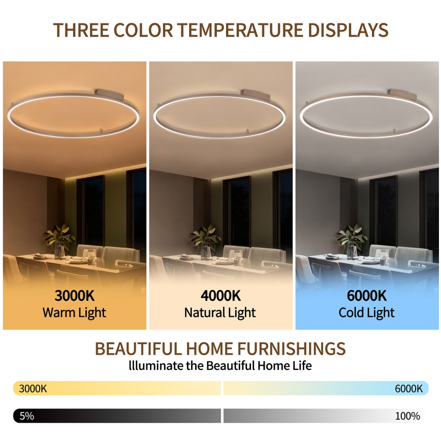 Brilagi - Dimbare LED-plafondlamp PORTOFINO LED/85W/230V 3000-6000K Ø 120 cm beige + afstandsbediening