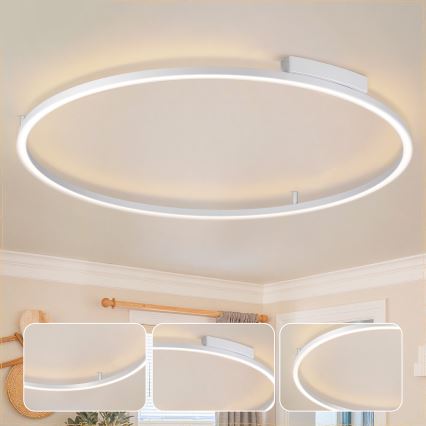Brilagi - Dimbare LED-plafondlamp PORTOFINO LED/85W/230V 3000-6000K Ø 120 cm zilver + afstandsbediening