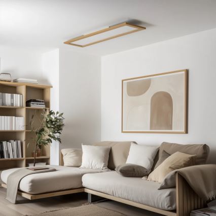 Brilagi - LED-dimbare plafondlamp SLIMFRAME WOOD LED/58W/230V 124x34 cm 3000-6000K bruin + afstandsbediening