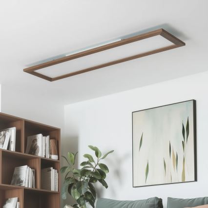 Brilagi - LED dimbare plafondlamp SLIMFRAME WOOD LED/58W/230V 124x34 cm 3000-6000K donkerbruin + afstandsbediening