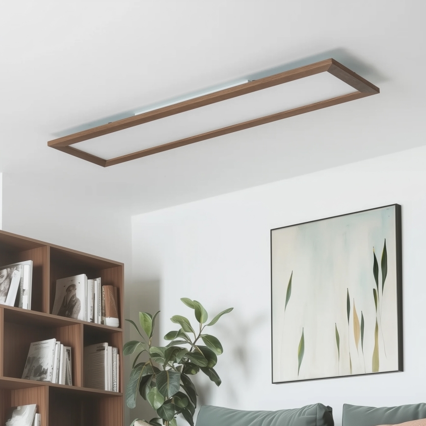 Brilagi - LED dimbare plafondlamp SLIMFRAME WOOD LED/58W/230V 124x34 cm 3000-6000K donkerbruin + afstandsbediening