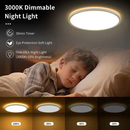 Brilagi - Dimbare LED-plafondlamp ULTRA SLIM LED/18W/230V 2700–6500K Ø 30 cm wit + afstandsbediening