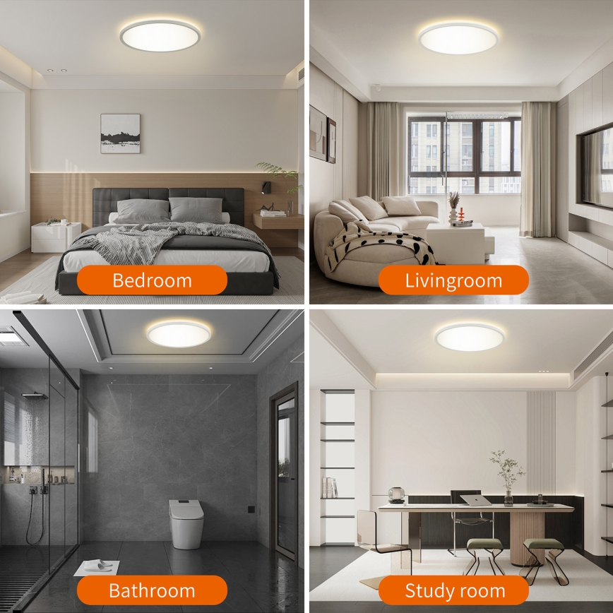 Brilagi - Dimbare LED-plafondlamp ULTRA SLIM LED/18W/230V 2700–6500K Ø 30 cm wit + afstandsbediening