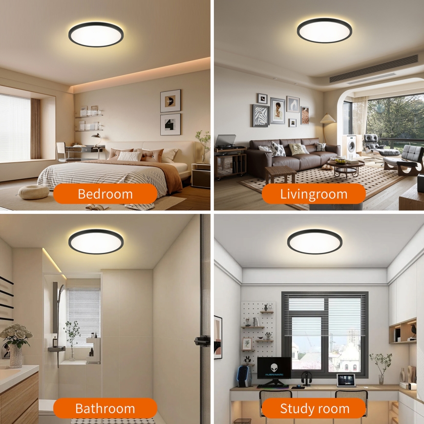 Brilagi - ULTRA SLIM dimbare LED-plafondlamp LED/18W/230V 2700-6500K Ø 30 cm zwart + afstandsbediening