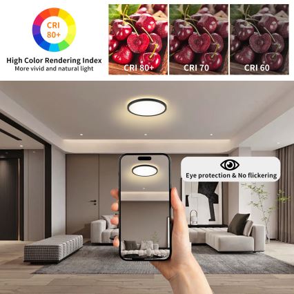 Brilagi - ULTRA SLIM dimbare LED-plafondlamp LED/18W/230V 2700-6500K Ø 30 cm zwart + afstandsbediening