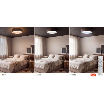 Brilagi - Dimbare LED-plafondlamp VELVET SMARTIX LED/36W/230V 3000-6000K Ø 55 cm bruin Wi-Fi Tuya Beacon + afstandsbediening