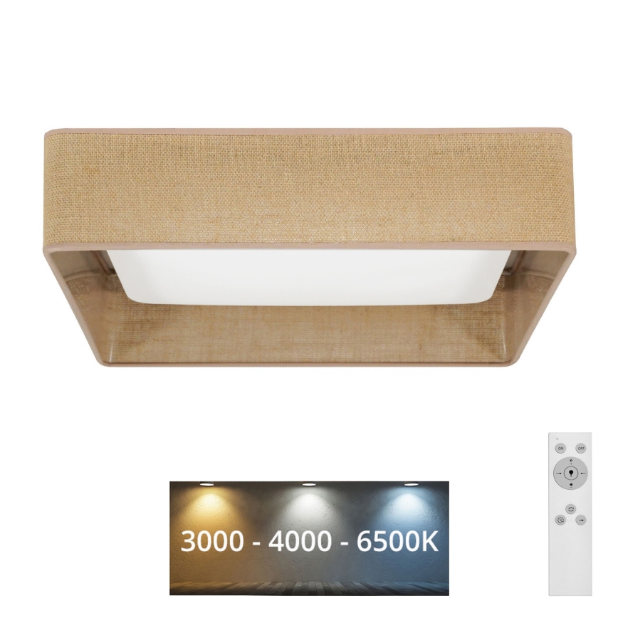 Brilagi - LED-dimbare plafondlamp VELVET SQUARE LED/24W/230V 43x43 cm 3000/4000/6500K + afstandsbediening bruin