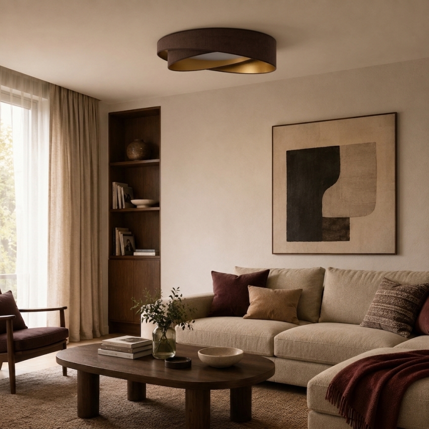 BRILAGI - Dimbare LED-plafondlamp VELVET TWIST LED/36W/230V 3000-6000K Ø 65 cm Wi-Fi Tuya Beacon bruin/goud + afstandsbediening