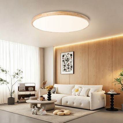 Brilagi - LED-dimbare plafondlamp WOODLINE LED/128W/230V 3000-6000K eiken Ø 100 cm + afstandsbediening