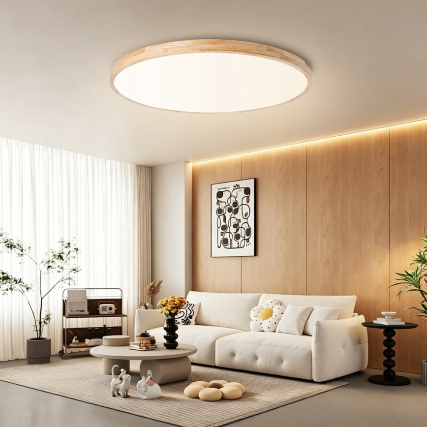 Brilagi - LED-dimbare plafondlamp WOODLINE LED/128W/230V 3000-6000K eiken Ø 100 cm + afstandsbediening