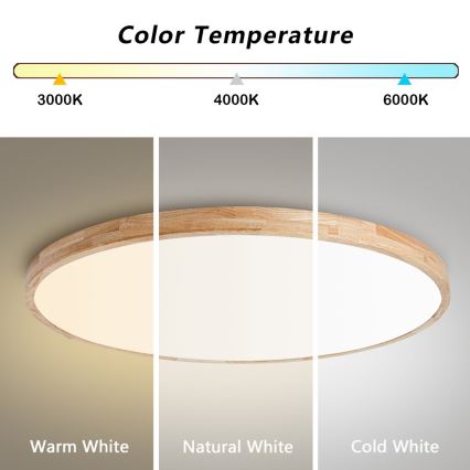 Brilagi - LED-dimbare plafondlamp WOODLINE LED/128W/230V 3000-6000K eiken Ø 100 cm + afstandsbediening