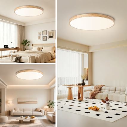 Brilagi - LED-dimbare plafondlamp WOODLINE LED/128W/230V 3000-6000K eiken Ø 100 cm + afstandsbediening