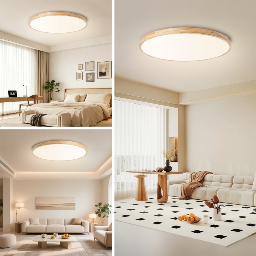 Brilagi - LED-dimbare plafondlamp WOODLINE LED/128W/230V 3000-6000K eiken Ø 100 cm + afstandsbediening