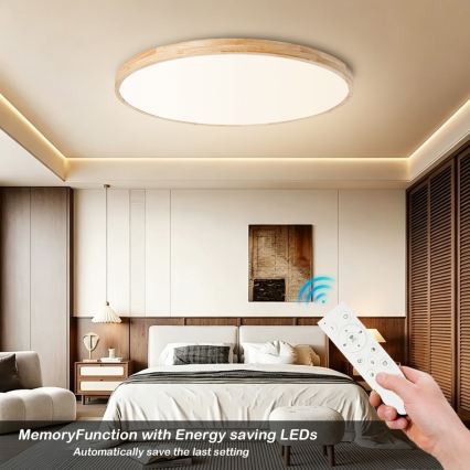 Brilagi - LED-dimbare plafondlamp WOODLINE LED/128W/230V 3000-6000K eiken Ø 100 cm + afstandsbediening