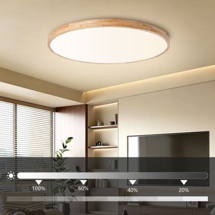 Brilagi - LED-dimbare plafondlamp WOODLINE LED/128W/230V 3000-6000K eiken Ø 100 cm + afstandsbediening