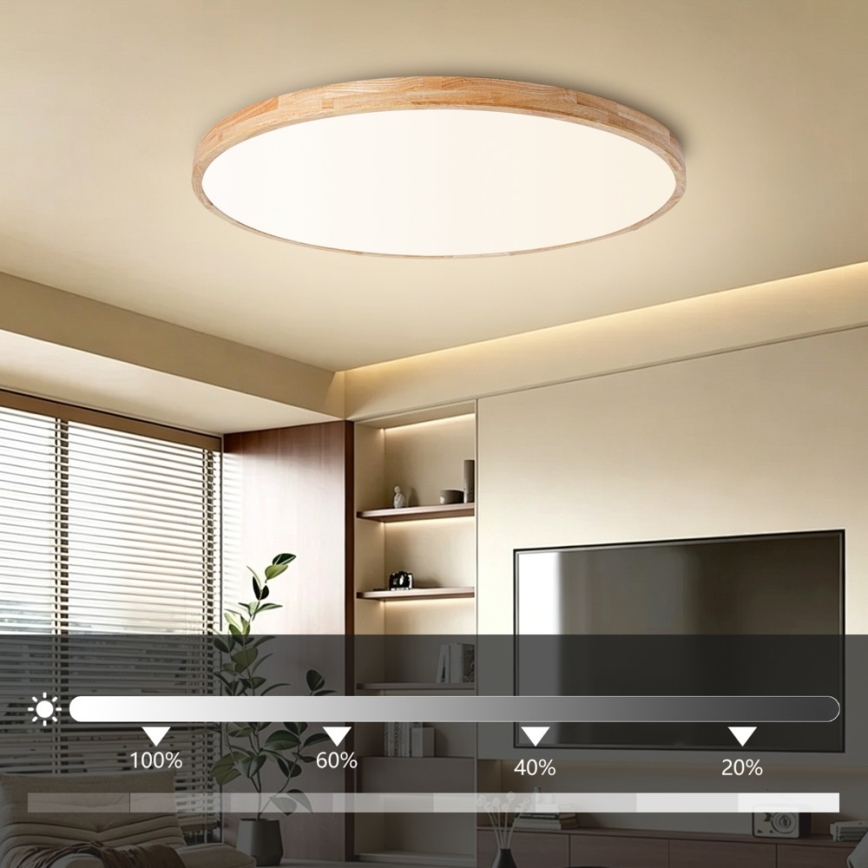 Brilagi - LED-dimbare plafondlamp WOODLINE LED/128W/230V 3000-6000K eiken Ø 100 cm + afstandsbediening