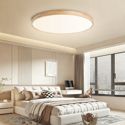 Brilagi - LED-dimbare plafondlamp WOODLINE LED/128W/230V 3000-6000K eiken Ø 100 cm + afstandsbediening