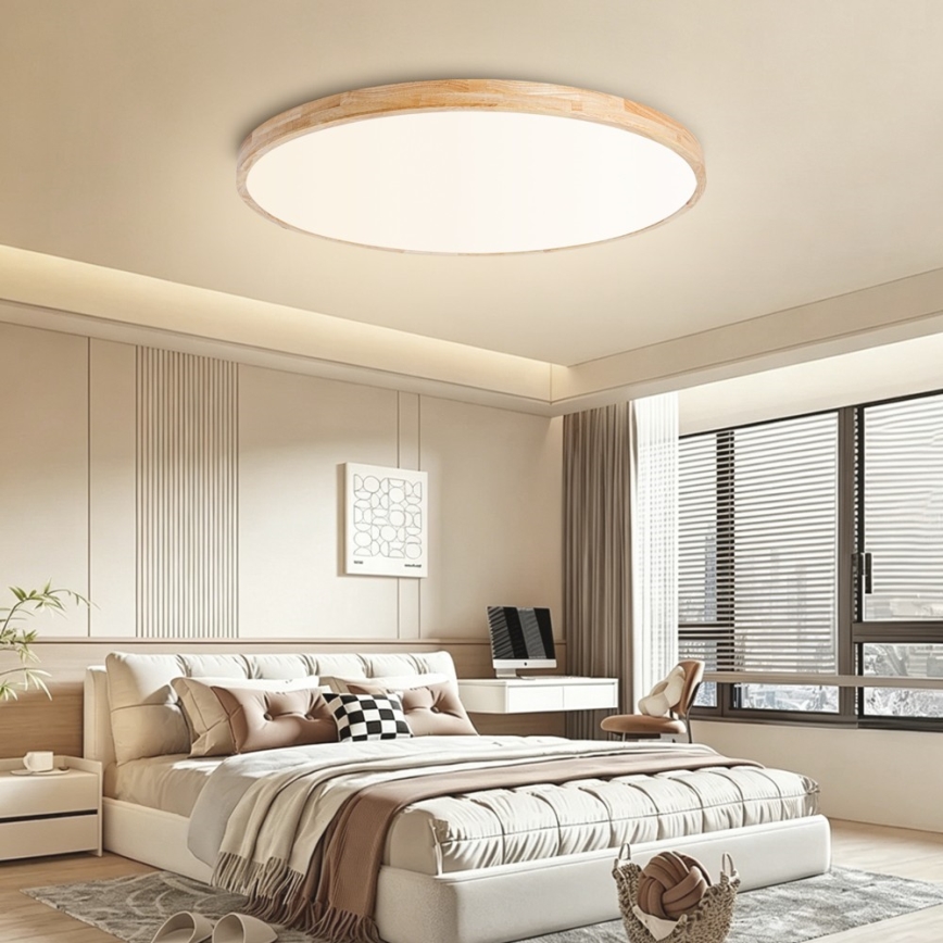 Brilagi - LED-dimbare plafondlamp WOODLINE LED/128W/230V 3000-6000K eiken Ø 100 cm + afstandsbediening