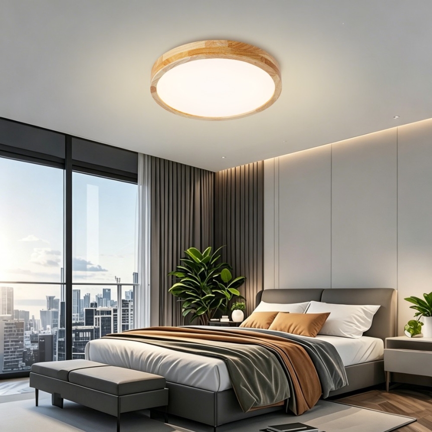 Brilagi - Dimbare LED-plafondlamp WOODLINE LED/48W/230V 3000-6000K eiken Ø 40 cm + afstandsbediening