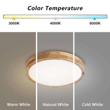 Brilagi - Dimbare LED-plafondlamp WOODLINE LED/48W/230V 3000-6000K eiken Ø 40 cm + afstandsbediening