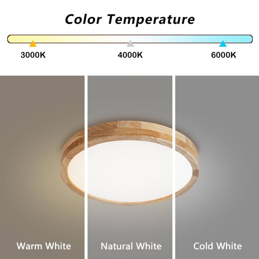 Brilagi - Dimbare LED-plafondlamp WOODLINE LED/48W/230V 3000-6000K eiken Ø 40 cm + afstandsbediening