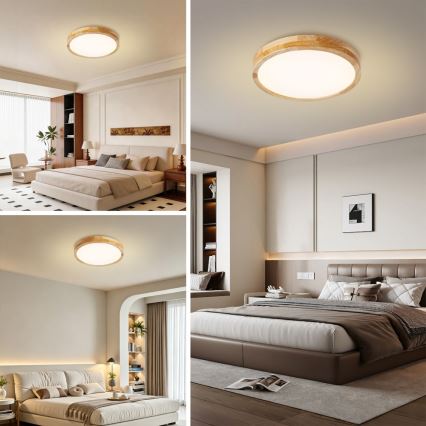 Brilagi - Dimbare LED-plafondlamp WOODLINE LED/48W/230V 3000-6000K eiken Ø 40 cm + afstandsbediening