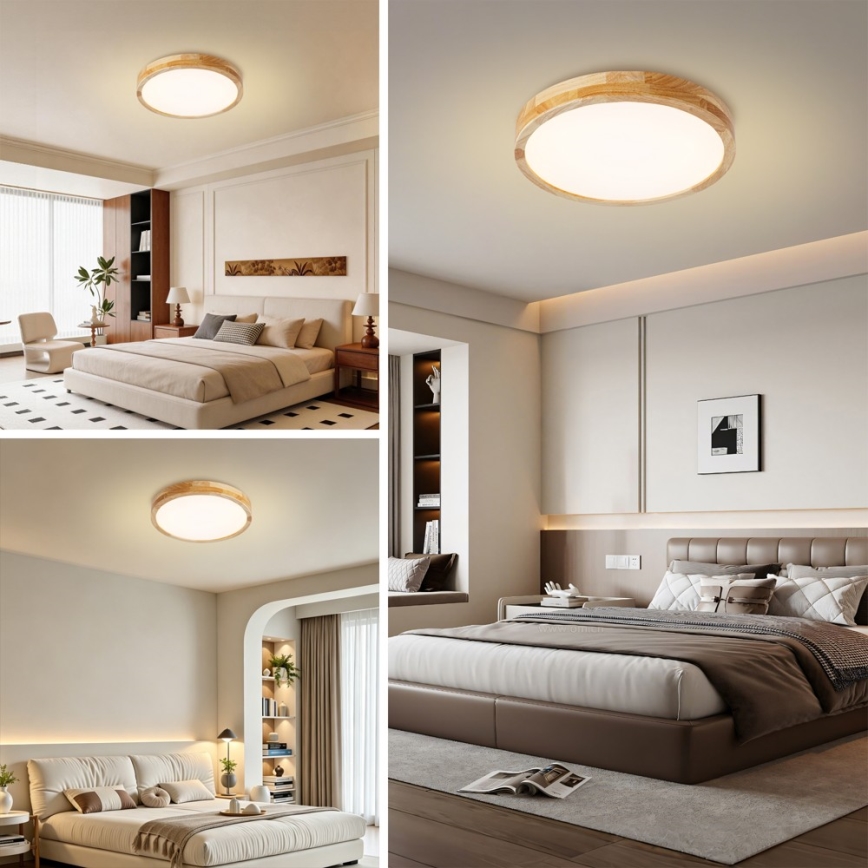 Brilagi - Dimbare LED-plafondlamp WOODLINE LED/48W/230V 3000-6000K eiken Ø 40 cm + afstandsbediening