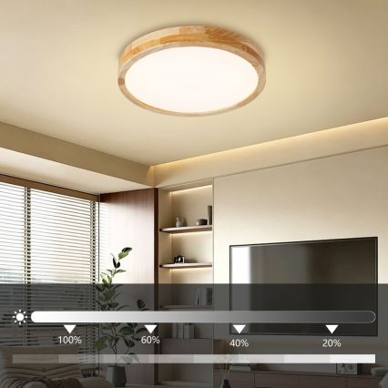 Brilagi - Dimbare LED-plafondlamp WOODLINE LED/48W/230V 3000-6000K eiken Ø 40 cm + afstandsbediening