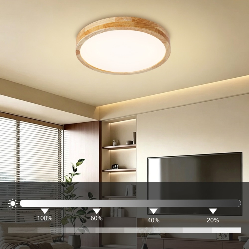 Brilagi - Dimbare LED-plafondlamp WOODLINE LED/48W/230V 3000-6000K eiken Ø 40 cm + afstandsbediening