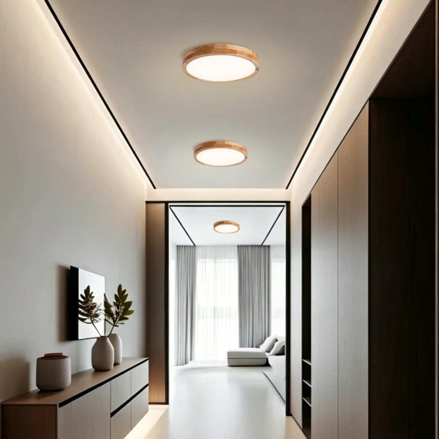 Brilagi - Dimbare LED-plafondlamp WOODLINE LED/48W/230V 3000-6000K eiken Ø 40 cm + afstandsbediening