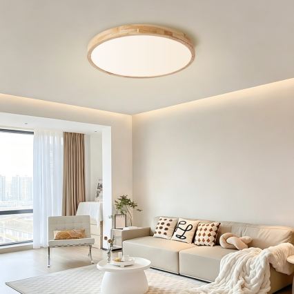 Brilagi - Dimbare LED-plafondlamp WOODLINE LED/72W/230V 3000-6000K eiken Ø 60 cm + afstandsbediening
