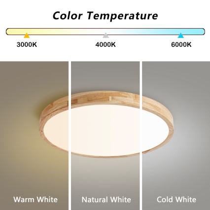 Brilagi - Dimbare LED-plafondlamp WOODLINE LED/72W/230V 3000-6000K eiken Ø 60 cm + afstandsbediening
