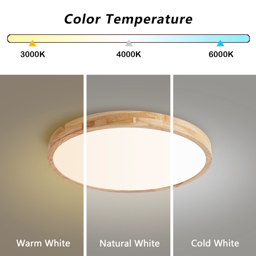Brilagi - Dimbare LED-plafondlamp WOODLINE LED/72W/230V 3000-6000K eiken Ø 60 cm + afstandsbediening