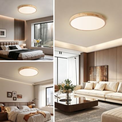 Brilagi - Dimbare LED-plafondlamp WOODLINE LED/72W/230V 3000-6000K eiken Ø 60 cm + afstandsbediening