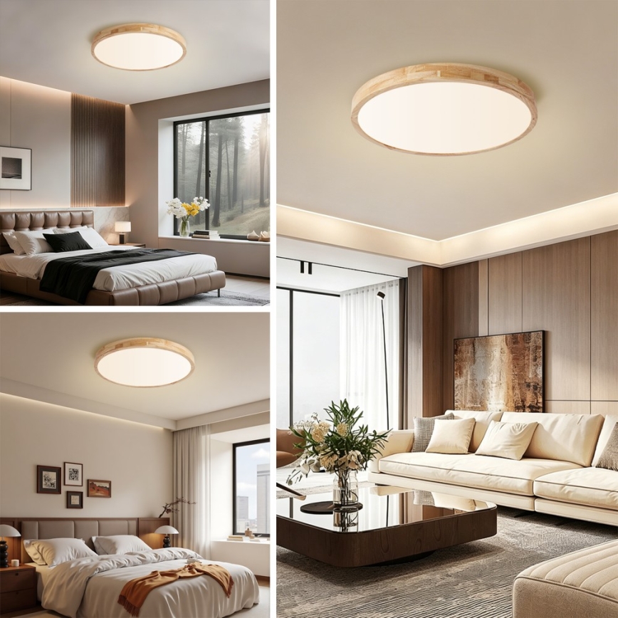 Brilagi - Dimbare LED-plafondlamp WOODLINE LED/72W/230V 3000-6000K eiken Ø 60 cm + afstandsbediening