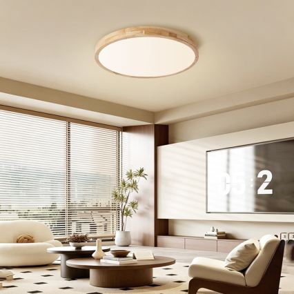 Brilagi - Dimbare LED-plafondlamp WOODLINE LED/72W/230V 3000-6000K eiken Ø 60 cm + afstandsbediening