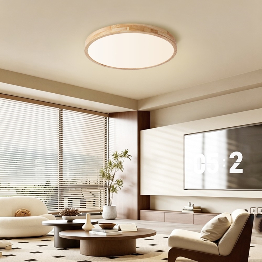 Brilagi - Dimbare LED-plafondlamp WOODLINE LED/72W/230V 3000-6000K eiken Ø 60 cm + afstandsbediening