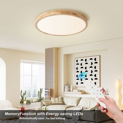 Brilagi - Dimbare LED-plafondlamp WOODLINE LED/72W/230V 3000-6000K eiken Ø 60 cm + afstandsbediening