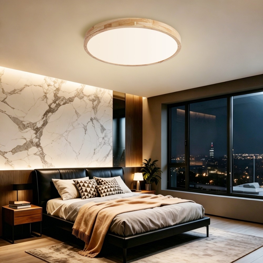 Brilagi - Dimbare LED-plafondlamp WOODLINE LED/72W/230V 3000-6000K eiken Ø 60 cm + afstandsbediening