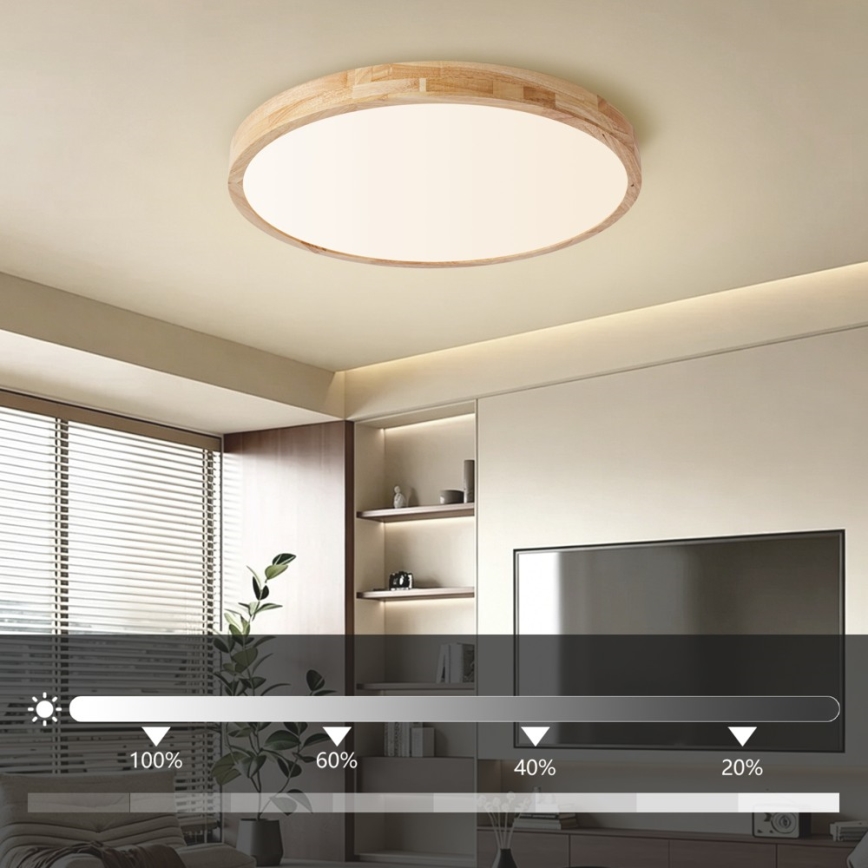 Brilagi - Dimbare LED-plafondlamp WOODLINE LED/72W/230V 3000-6000K eiken Ø 60 cm + afstandsbediening